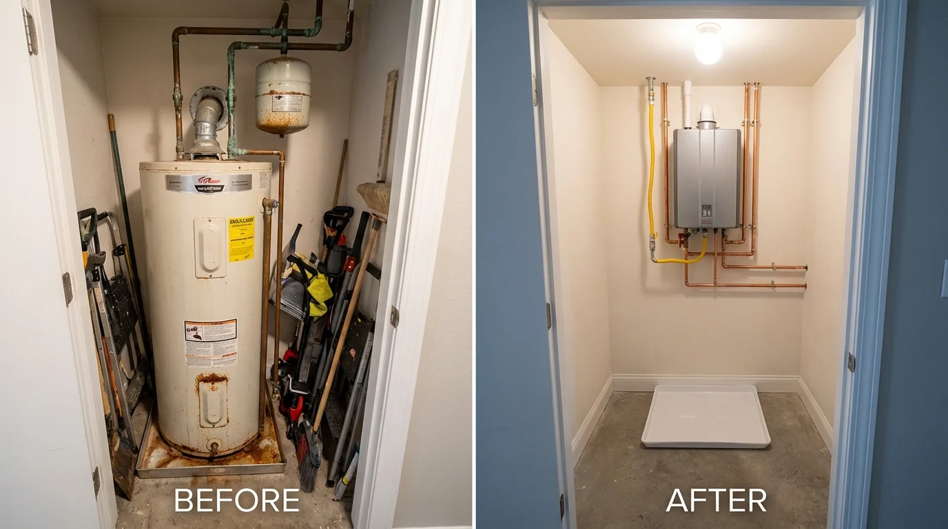 Tank water heater versus wall-mounted tankless unit comparison for Baldwin, GA homeowners