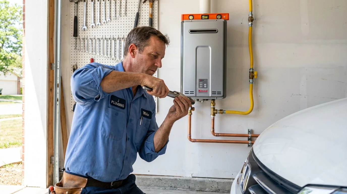 Tankless water heater installation by a Johns Plumbing LLC plumber in Baldwin